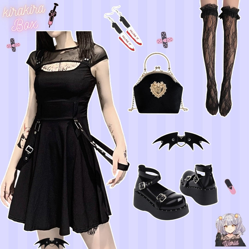 Kawaii Little Black Dress Set - Kirakira World