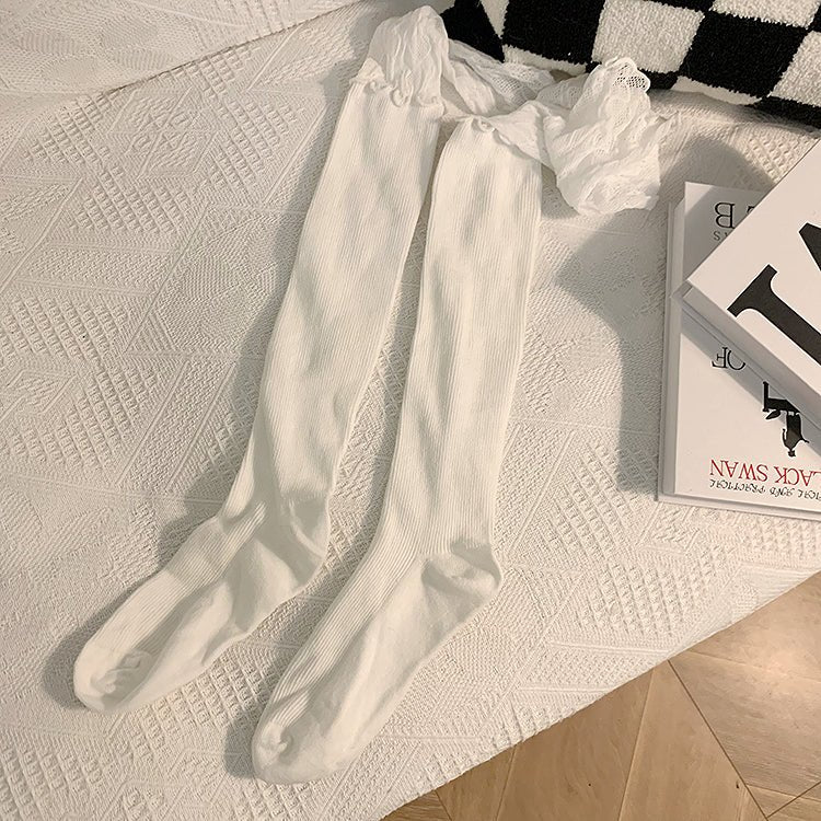 Half Lace Net Ruffle Socks - White - Kirakira World