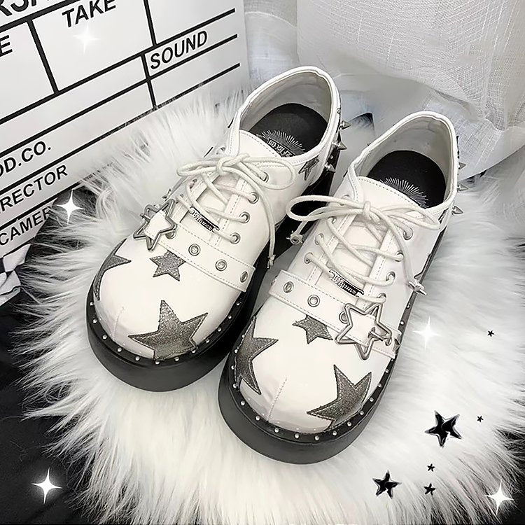 Shooting Star Platform Shoes - White - Kirakira World