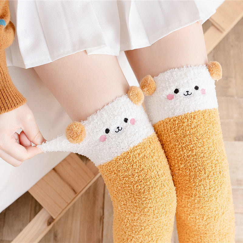 Kawaii Animal Plush Over the Knee Socks - Kirakira World - grungestyle - kawaii fashion -kawaii store-kawaii aesthetic - kawaiistyle