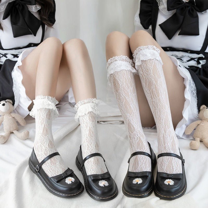2 pairs Lolita Lace Mesh Fishnet Socks - Kirakira World - grungestyle - kawaii fashion -kawaii store-kawaii aesthetic - kawaiistyle