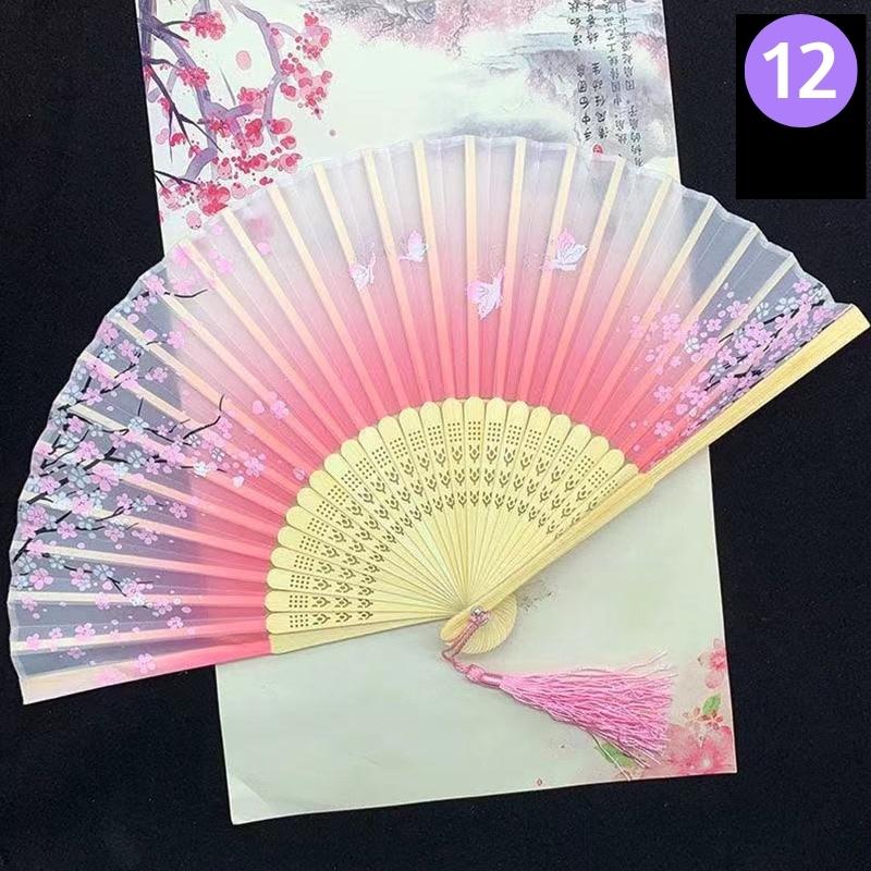Pastel Color Chinese Japanese Silk Folding Fans - Kirakira World - grungestyle - kawaii fashion -kawaii store-kawaii aesthetic - kawaiistyle