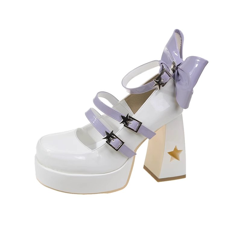 📢 "Late shipping 5days plus- Ribbon Thick High-Heel Mary Janes Shoes - Kirakira World