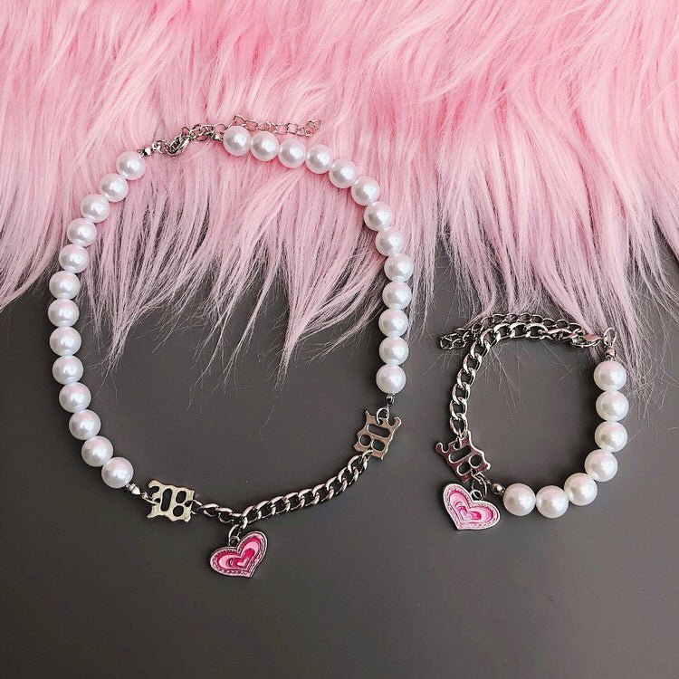 Love Pearl Necklace & Bracelet Set - Kirakira World
