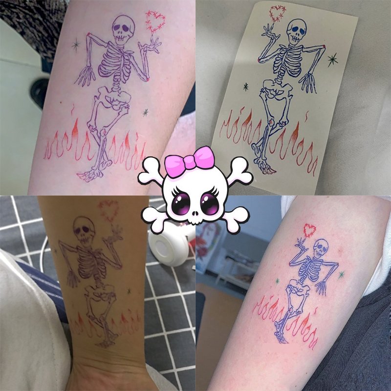3pcs/ Pastel Goth Skull Temporary Tattoo - Kirakira World - grungestyle - kawaii fashion -kawaii store-kawaii aesthetic - kawaiistyle