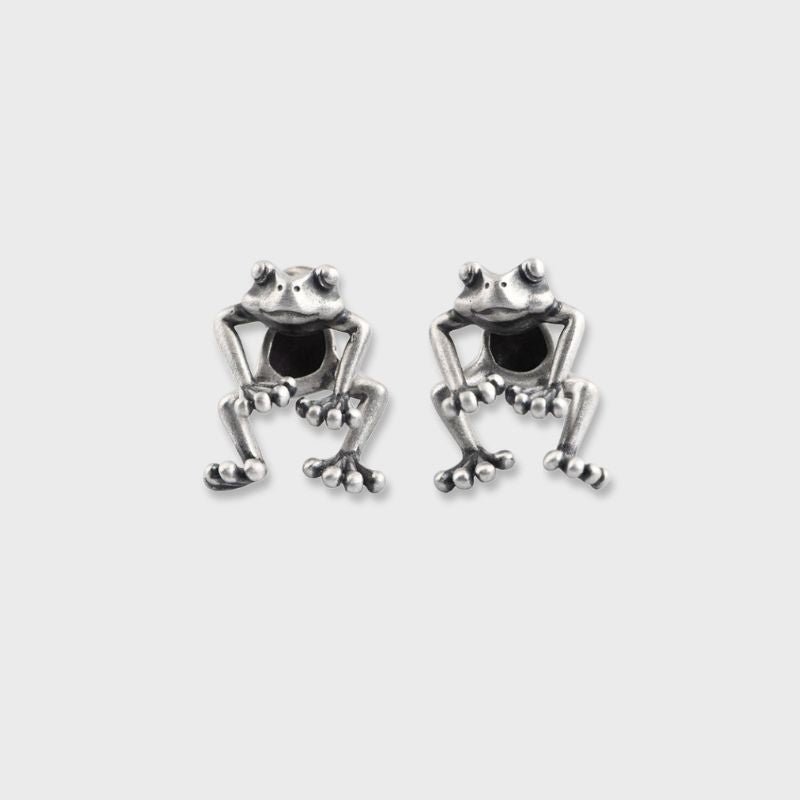 Silver925 Cute Frog Silver Earrings - Kirakira World