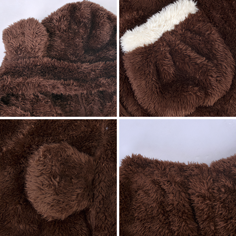 Cute Bear Ears Hooded Fuzzy Lounge PJ Sets - Kirakira World - grungestyle - kawaii fashion -kawaii store-kawaii aesthetic - kawaiistyle