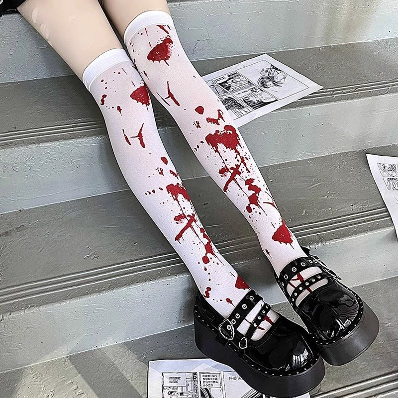 Bloody Pattern Over-the-knee Stocking - Kirakira World