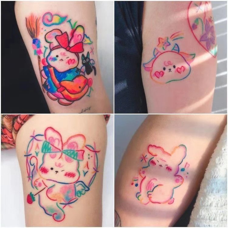 60 sheets / Colorful Kawaii Animal Friends Temporary Tattoos - Kirakira World - grungestyle - kawaii fashion -kawaii store-kawaii aesthetic - kawaiistyle