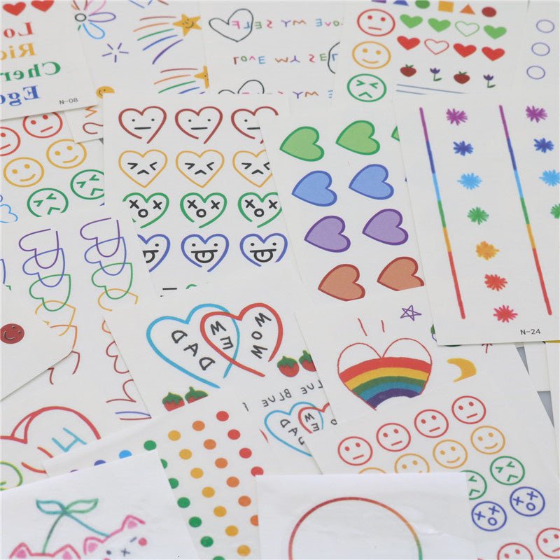 30pcs/ Cute Mini Rainbow Colorful Temporary Tattoos - Kirakira World - grungestyle - kawaii fashion -kawaii store-kawaii aesthetic - kawaiistyle