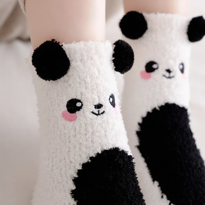 4 Pairs - 3D Ear Cute Animal Fuzzy Socks - Kirakira World - grungestyle - kawaii fashion -kawaii store-kawaii aesthetic - kawaiistyle