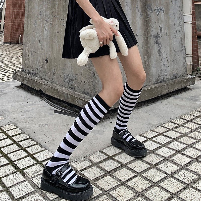 Goth Color Striped Stockings - Kirakira World - grungestyle - kawaii fashion -kawaii store-kawaii aesthetic - kawaiistyle