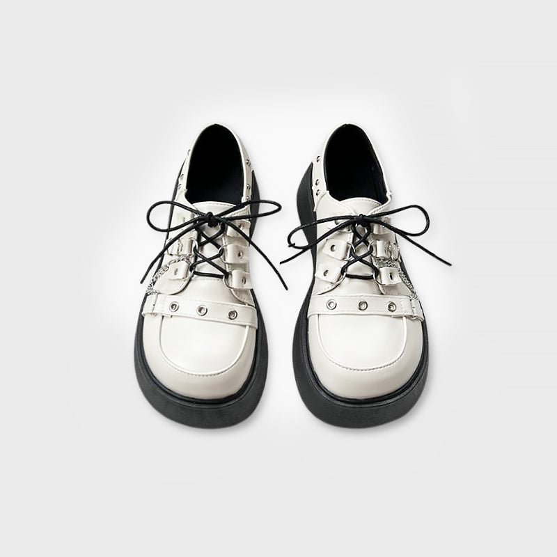 Dark Demon Chain Platform Shoes - White - Kirakira World