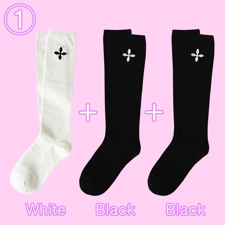 3 pairs -Cross Point Knee -High Socks - Kirakira World