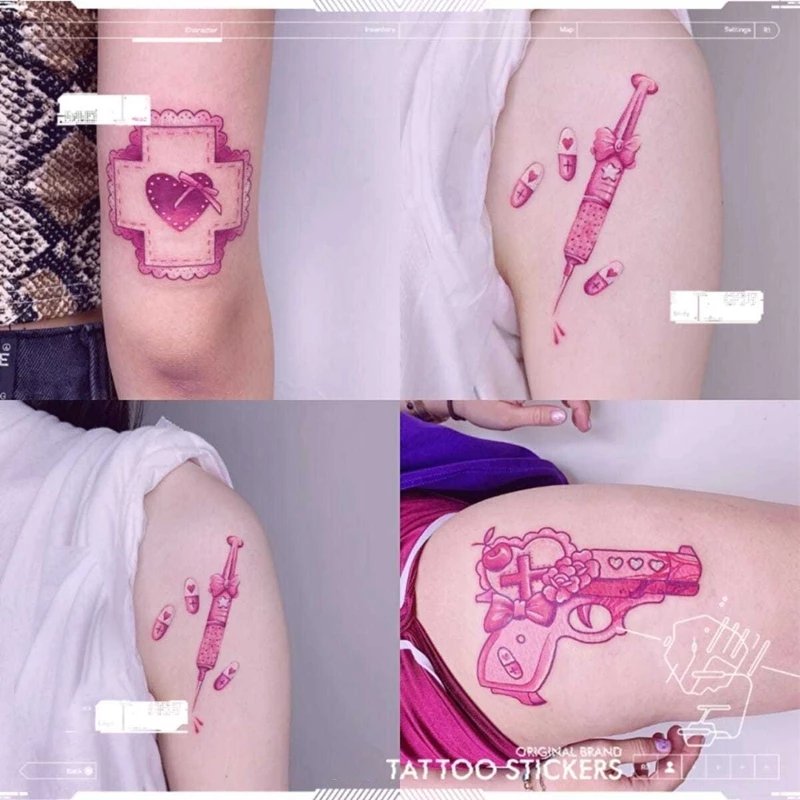 3pcs/ Yami kawaii Pink Temporary Tattoos - Kirakira World - grungestyle - kawaii fashion -kawaii store-kawaii aesthetic - kawaiistyle