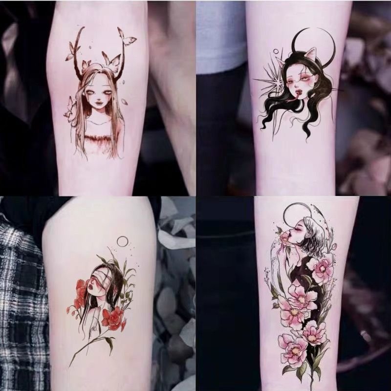 30pcs/ Dark Moon Girl Temporary Tattoos - Kirakira World - grungestyle - kawaii fashion -kawaii store-kawaii aesthetic - kawaiistyle