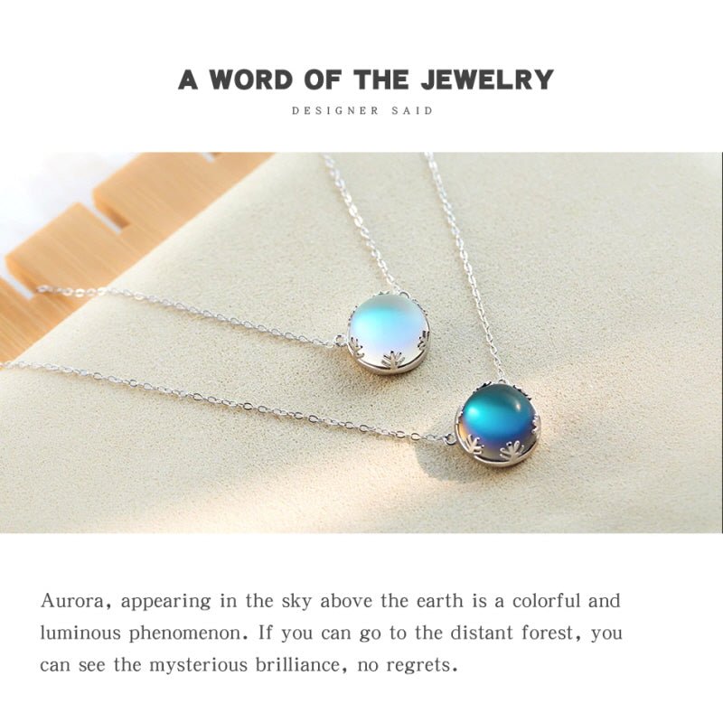 925 Sterling Silver Aurora Forest Gemstone Pendant Necklace - Kirakira World - grungestyle - kawaii fashion -kawaii store-kawaii aesthetic - kawaiistyle