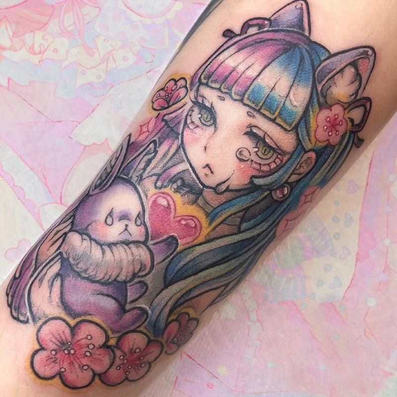 2 or 7 pcs/ Goth Anime Girl Colorful Temporary Tattoo - Kirakira World - grungestyle - kawaii fashion -kawaii store-kawaii aesthetic - kawaiistyle