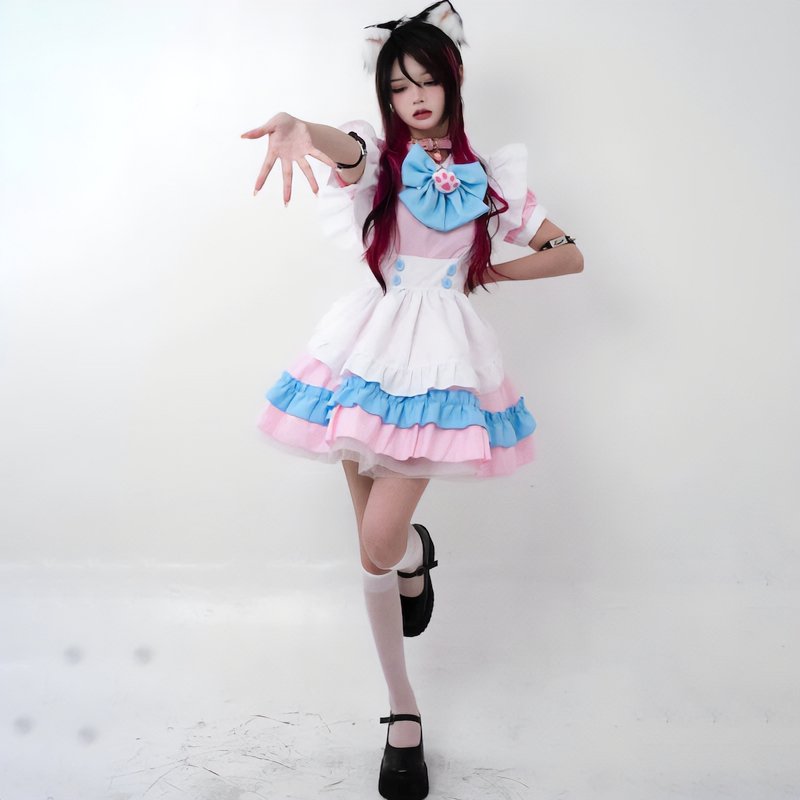 Bow Ruffle Cat Maid Lolita Princess Dress - Kirakira World