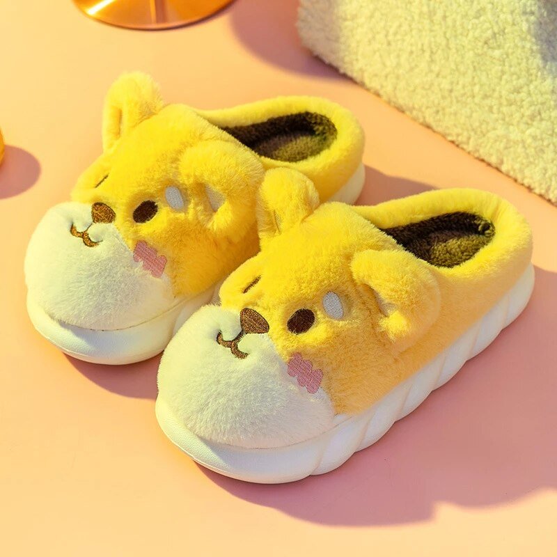 Cute Cartoon Animals Plush Indoor Slippers - Kirakira World - grungestyle - kawaii fashion -kawaii store-kawaii aesthetic - kawaiistyle