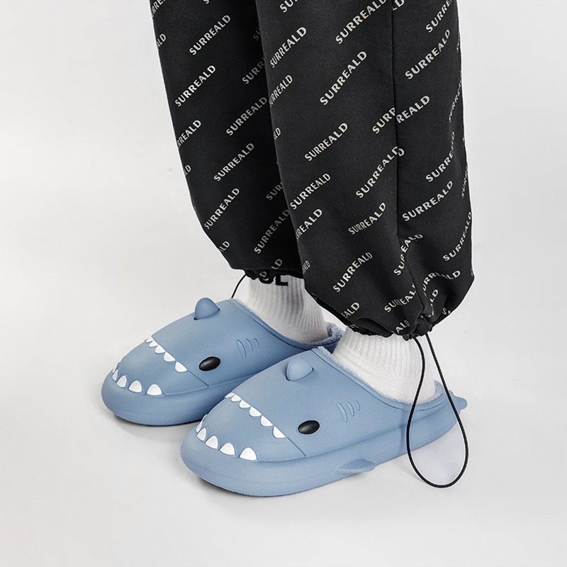 Cartoon Shark Plush Slippers - Kirakira World - grungestyle - kawaii fashion -kawaii store-kawaii aesthetic - kawaiistyle
