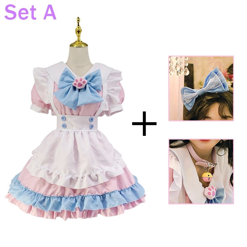 Bow Ruffle Cat Maid Lolita Princess Dress - Kirakira World - grungestyle - kawaii fashion -kawaii store-kawaii aesthetic - kawaiistyle