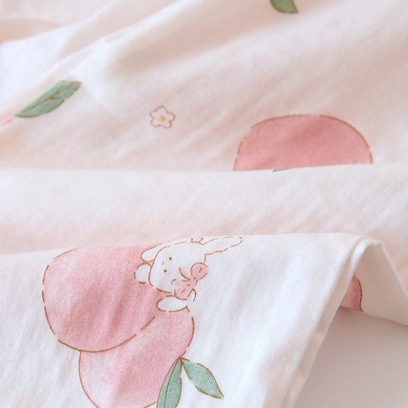 Cotton Sweet Peach Love Long Sleeve Pajama Set - Kirakira World - grungestyle - kawaii fashion -kawaii store-kawaii aesthetic - kawaiistyle