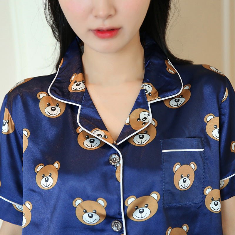 Cute Bear Silk Pajama Set - Kirakira World - grungestyle - kawaii fashion -kawaii store-kawaii aesthetic - kawaiistyle