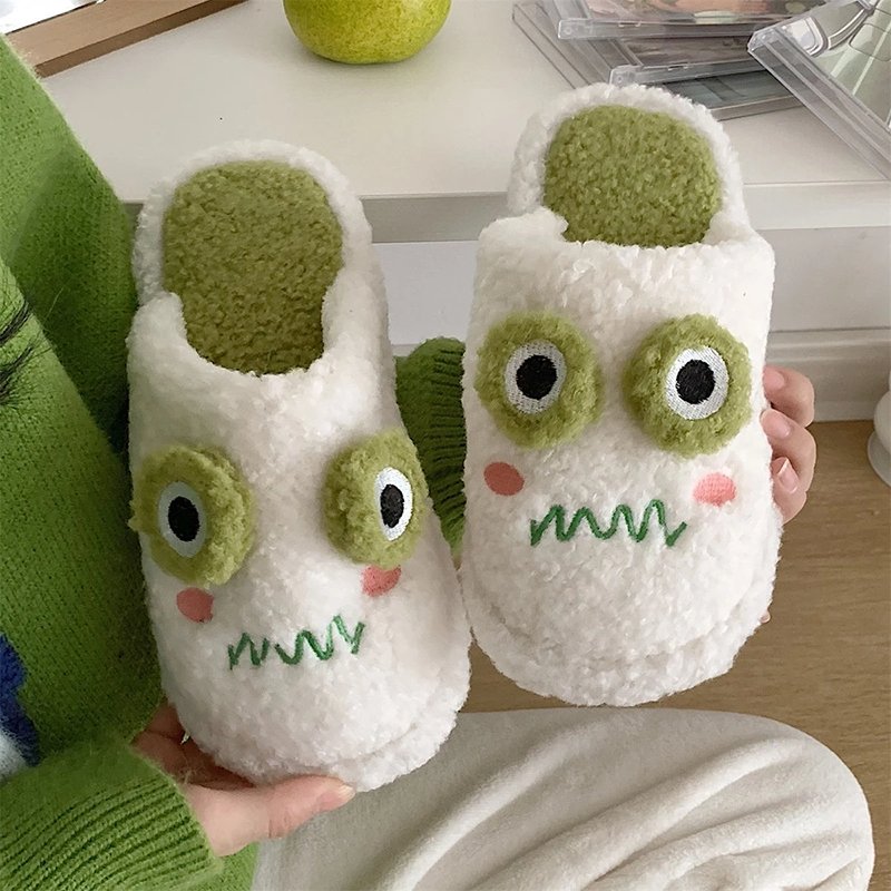 Cute Frog Plush Slippers - Kirakira World - grungestyle - kawaii fashion -kawaii store-kawaii aesthetic - kawaiistyle