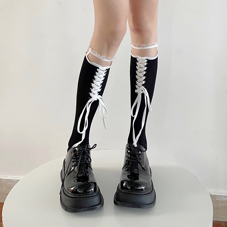 Fairy Tale Lace-up Mid-calf Socks - Kirakira World