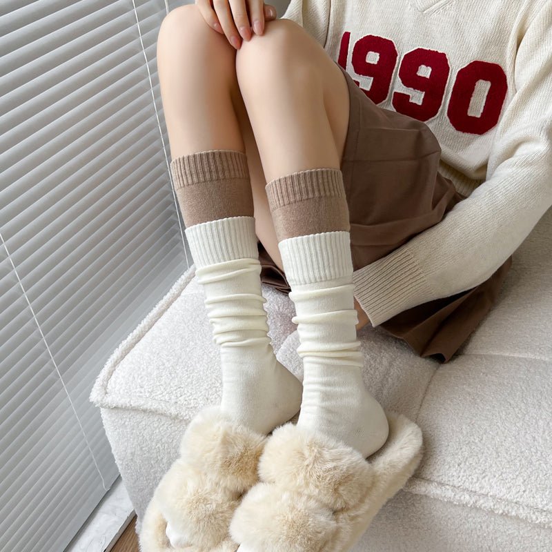 Fake Layered Knee-High Socks - Kirakira World