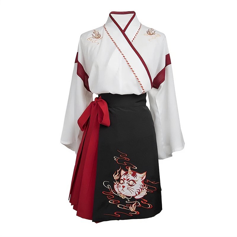Fox Embroidery T-Shirt Lace Up Skirt Set - Kirakira World - grungestyle - kawaii fashion -kawaii store-kawaii aesthetic - kawaiistyle