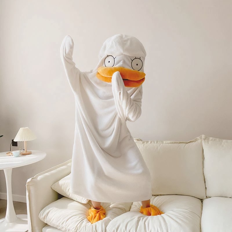 Funny Duck Cosplay Hooded Sleep Jumpsuit Pajamas - Kirakira World - grungestyle - kawaii fashion -kawaii store-kawaii aesthetic - kawaiistyle