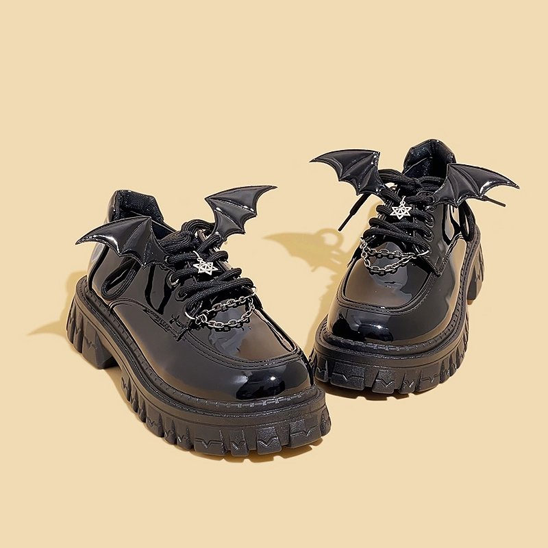 Gothic Bat Pentagram Platform Shoes - Kirakira World