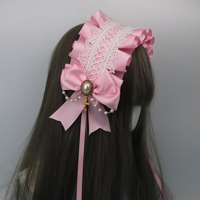 Gothic Ruffles Lace Bows Lolita Headband - Kirakira World - grungestyle - kawaii fashion -kawaii store-kawaii aesthetic - kawaiistyle