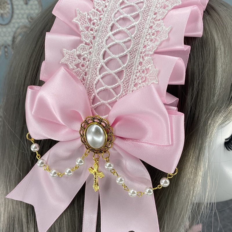Gothic Ruffles Lace Bows Lolita Headband - Kirakira World - grungestyle - kawaii fashion -kawaii store-kawaii aesthetic - kawaiistyle