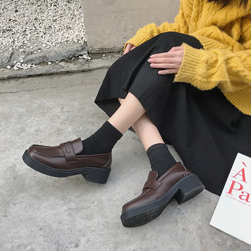 📢 "Late shipping- Vintage Jk Japanese School PU Leather Flats Shoes - Kirakira World - grungestyle - kawaii fashion -kawaii store-kawaii aesthetic - kawaiistyle