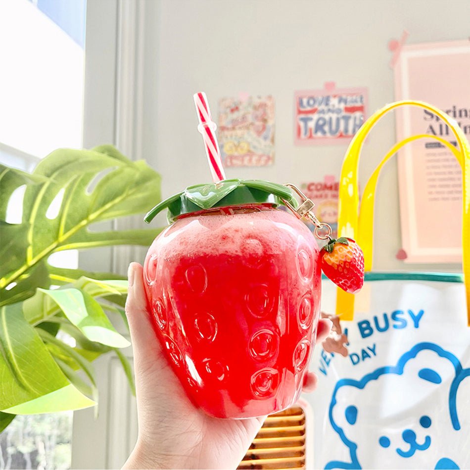 Summer Strawberry Shaped Tumbler - Kirakira World - grungestyle - kawaii fashion -kawaii store-kawaii aesthetic - kawaiistyle