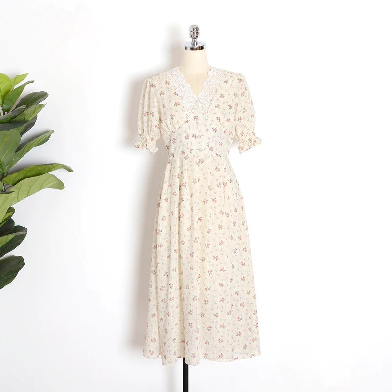 New Vintage Floral Dress - Kirakira World - grungestyle - kawaii fashion -kawaii store-kawaii aesthetic - kawaiistyle