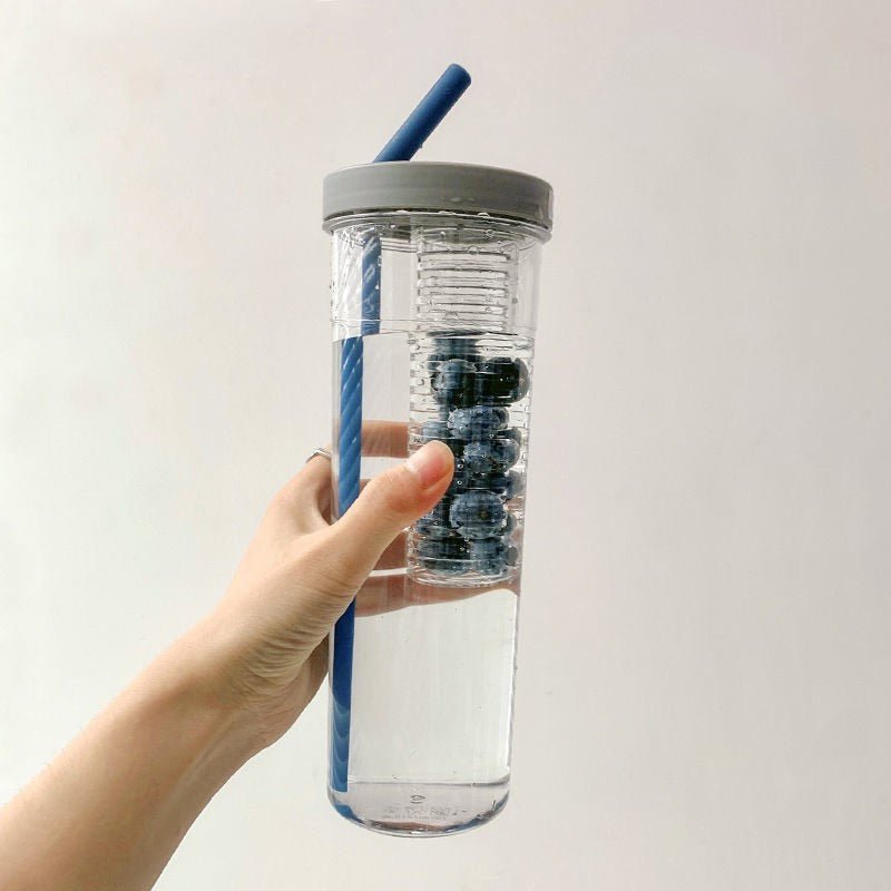 Water Bottle For Juice Tea With Foldable Straw - Kirakira World - grungestyle - kawaii fashion -kawaii store-kawaii aesthetic - kawaiistyle