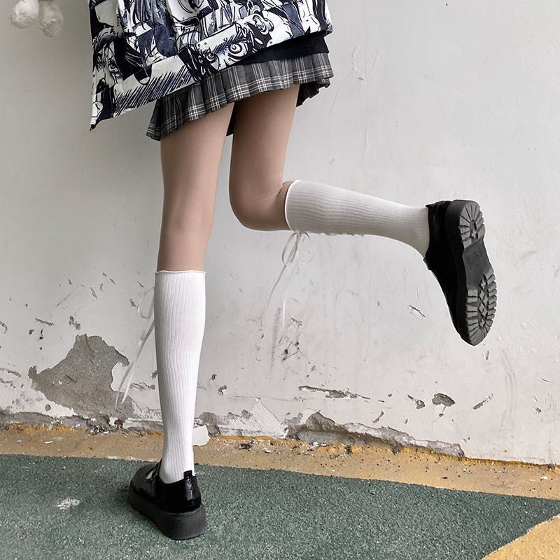 Cross Lace Strap Socks - Kirakira World - grungestyle - kawaii fashion -kawaii store-kawaii aesthetic - kawaiistyle