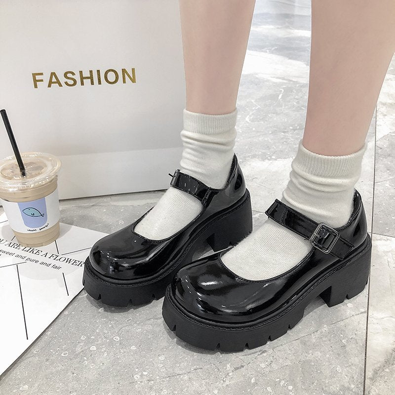 Platform Ankle Strap Mary Janes Shoes - Kirakira World - grungestyle - kawaii fashion -kawaii store-kawaii aesthetic - kawaiistyle