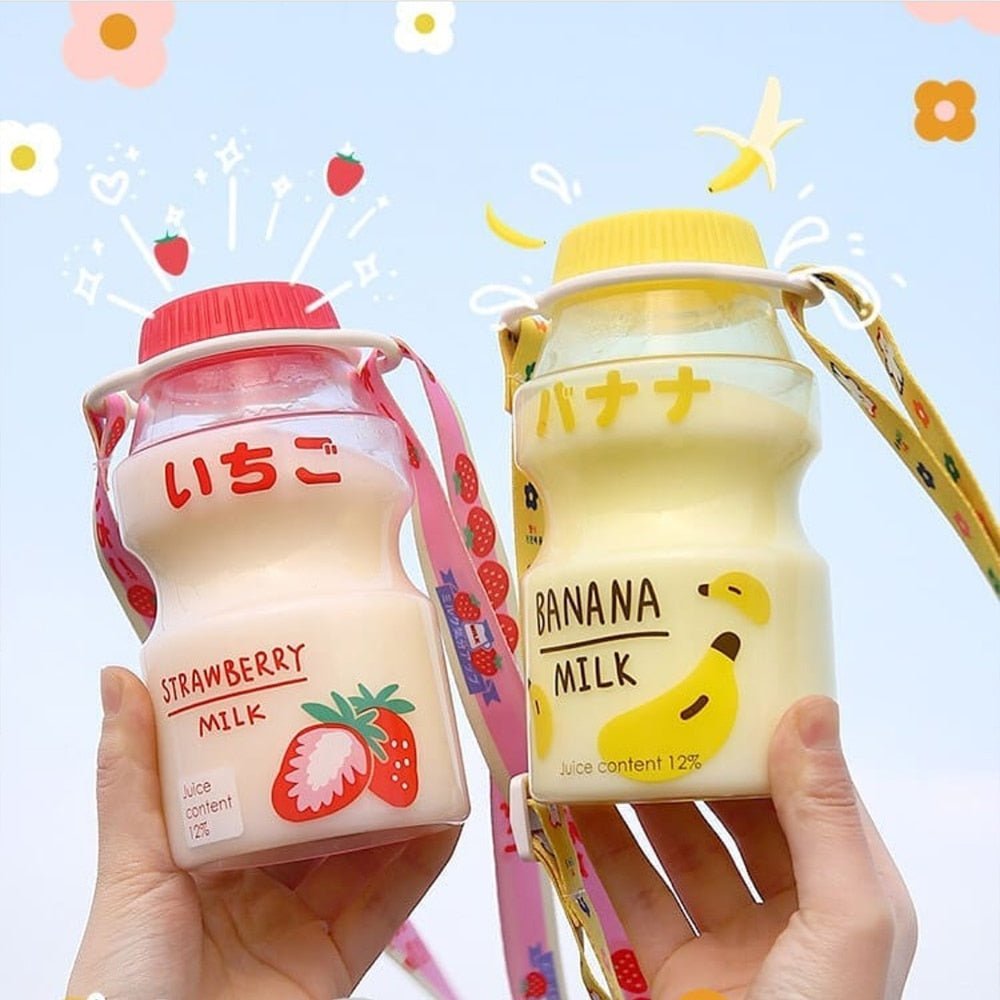 BPA Free Plastic Fruit Juice Milk Carton Water Bottle & Cup String - Kirakira World - grungestyle - kawaii fashion -kawaii store-kawaii aesthetic - kawaiistyle