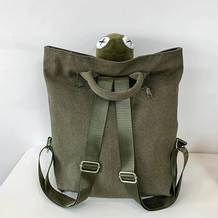 Frog Doll Canvas Backpack - Kirakira World - grungestyle - kawaii fashion -kawaii store-kawaii aesthetic - kawaiistyle