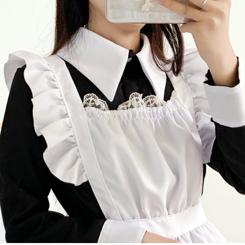 Unisex Cosplay Classic Maid Long Dress - Kirakira World - grungestyle - kawaii fashion -kawaii store-kawaii aesthetic - kawaiistyle