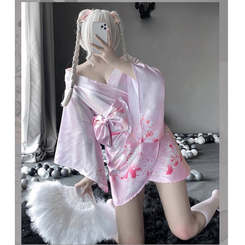 Japanese Kimono Cosplay Pastel Lingerie Dress - Kirakira World - grungestyle - kawaii fashion -kawaii store-kawaii aesthetic - kawaiistyle