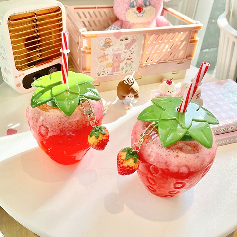 Summer Strawberry Shaped Tumbler - Kirakira World - grungestyle - kawaii fashion -kawaii store-kawaii aesthetic - kawaiistyle