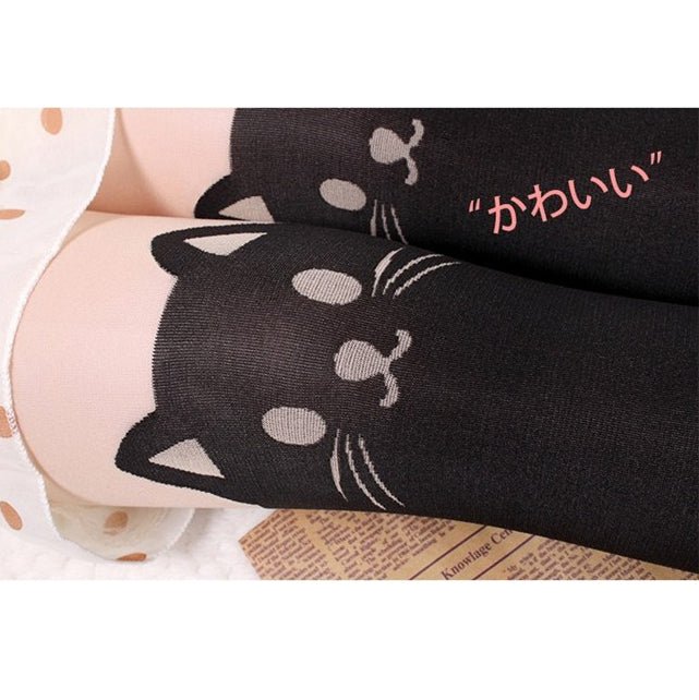Kawaii Kitty Bunny Print Stockings - Kirakira World - grungestyle - kawaii fashion -kawaii store-kawaii aesthetic - kawaiistyle