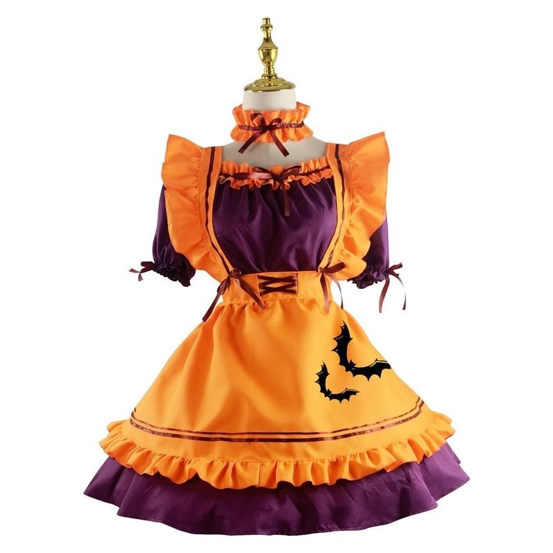 Halloween Pumpkin Cosplay Maid Dress - Kirakira World - grungestyle - kawaii fashion -kawaii store-kawaii aesthetic - kawaiistyle