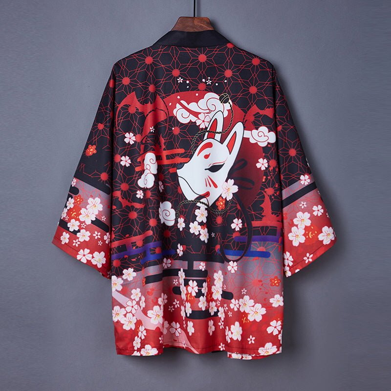 Sakura Fox Printed Kimono Coat - Kirakira World - grungestyle - kawaii fashion -kawaii store-kawaii aesthetic - kawaiistyle